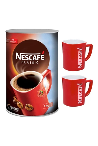 Nescafe Classic Kahve Teneke 1000 gr + 2 Adet Kupa Bardak ürün görseli 1