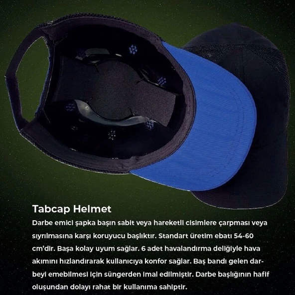 BAYMAX TABCAP Yazlık Helmet Saks Mavisi Şapka Baret BX-6010 - Resim 3
