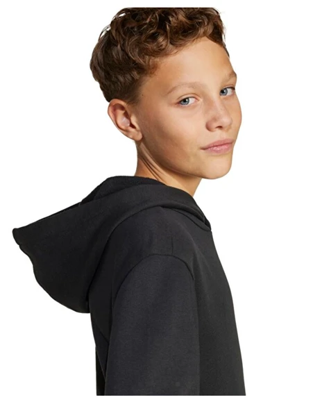 adidas Sport Lifestlye Fleece Çocuk Siyah Kapüşonlu Sweatshirt JC9772 - Resim 4