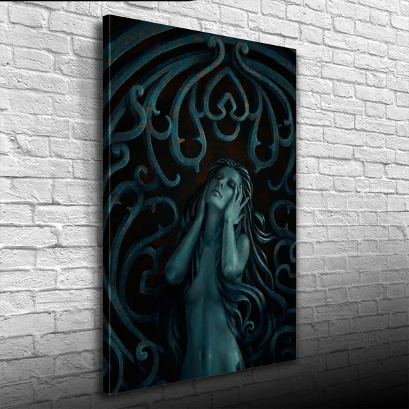 Soyut , Siyah ve Gri Tonlarda Kadın Tasviri Kanvas Tablo 50 x 70 - Resim 3