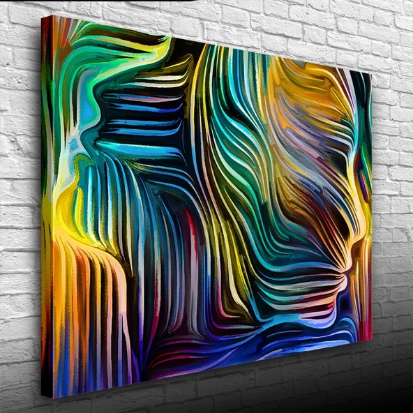 Dekoratif Renkli Hologram İnsan Silueti Kanvas Tablo 50 x 70 - Resim 3