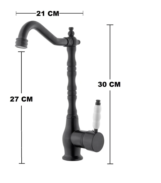 RUSTİK MAT SİYAH MUTFAK EVYE BATARYASI OTANTİK OSMANLI PRİNÇ GÖVDE VİNTAGE TASARIM ÇANAK LAVABO - Resim 8