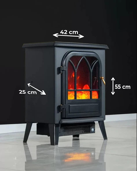 Dlc Flamix 1950W Dekoratif Ayaklı Şömine - Resim 4