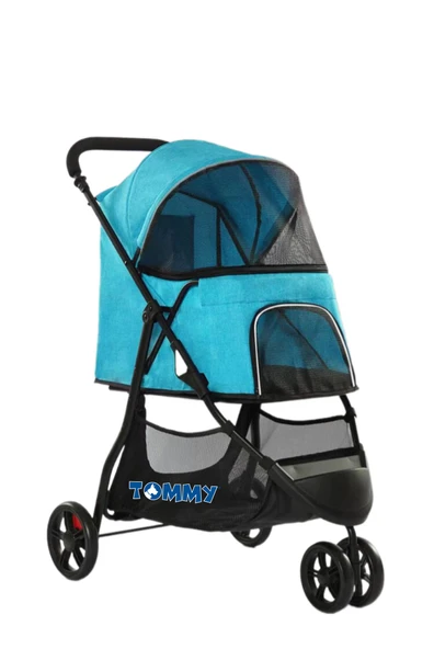 Tommy Evcil Hayvan Arabası Turkuaz 74.5*52.2*98cm Max 15kg ürün görseli 1