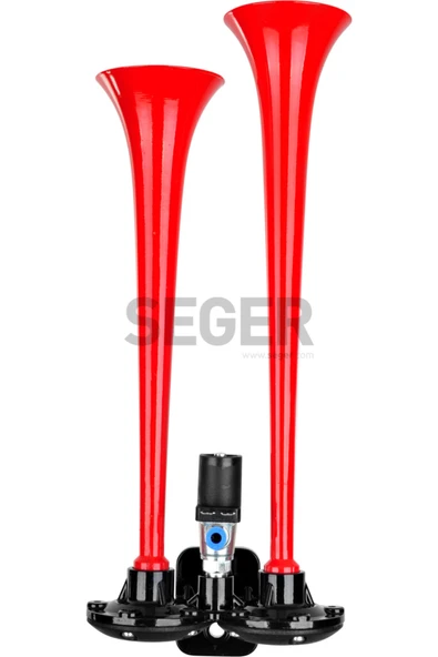 Seger 80AH Havalı Korna 12V İkili Düz Ses Kırmızı Plastik Borulu 80AH - Resim 2