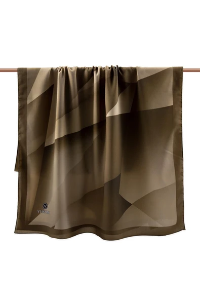 LÜKS MEDİNE İPEĞİ TONSÜRTON DESENLİ VİZON RENKLİ 75X195 KIRIŞMAZ ŞAL MOSS KREP DİKİŞ TİPİ  İTALYAN DİKİŞLİ - Resim 2