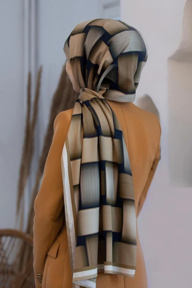 LÜKS MEDİNE HASIR DESENLİ BEJ RENKLİ 75X195 KIRIŞMAZ ŞAL MOSS KREP DİKİŞ TİPİ İTALYAN DİKİŞLİ ürün görseli