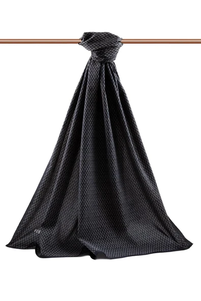 LÜKS MEDİNE İPEĞİ HASIR DESENLİ SİYAH RENKLİ 75X195 KIRIŞMAZ ŞAL MOSS KREP DİKİŞ TİPİ İTALYAN DİKİŞLİ ürün görseli