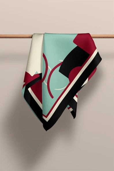 I5 Geometrikl Desenli Fular 30x140 - Resim 5