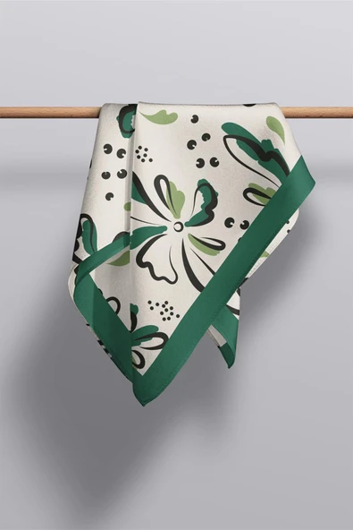 I7 Çiçek Desenli Fular 30x140 - Resim 3