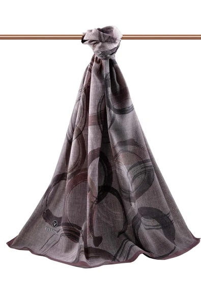 LÜKS MEDİNE GEOMETRİK DESENLİ PUDRA RENKLİ 75X195 KIRIŞMAZ ŞAL MOSS KREP DİKİŞ TİPİ İTALYAN DİKİŞLİ - Resim 2