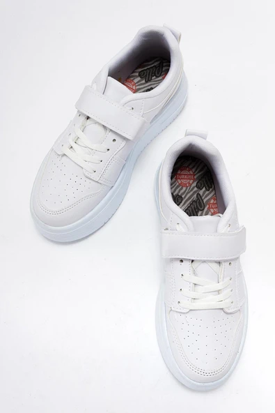 Cırtlı Bağcıklı Kadın Spor Ayakkabı BEYAZ - Resim 5