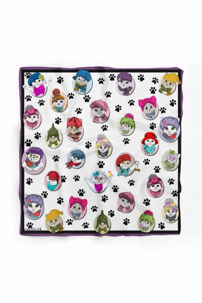 Modabutik Kedi Desenli Bandana - Resim 2