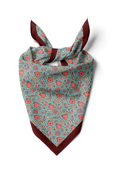 Kadın Açık Mavi Küçük Nar Desenli 50x50 Bandana DG0736 ürün görseli 1