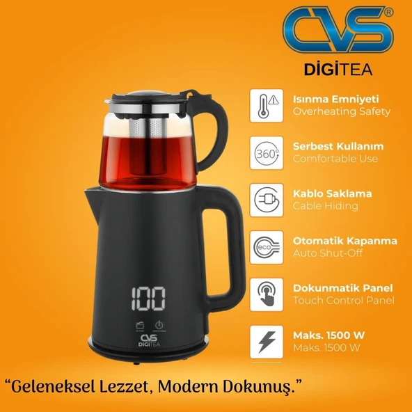 CVS DN 1553 DİGİTEA Isı Ayarlı Dijital Çay Makinesi - Resim 2