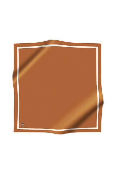 100% Twill İpek Düz Renk Bordür Desenli Hardal - Krem Renkli Daha Tok Exclusive Serisi 90x90 Dikim Şekli : El Dikişi Eşarp - Resim 2