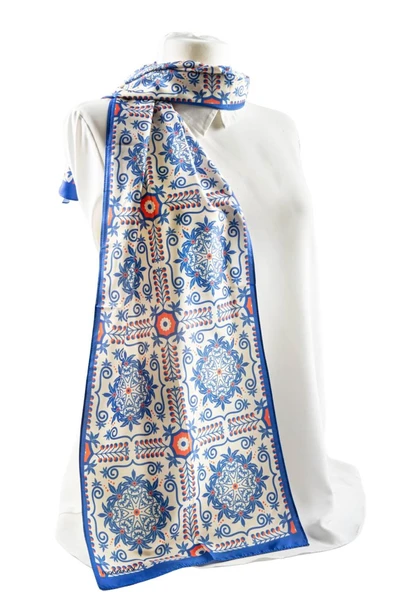 Modabutik Mavi Desenli Kadın Fular ürün görseli 1