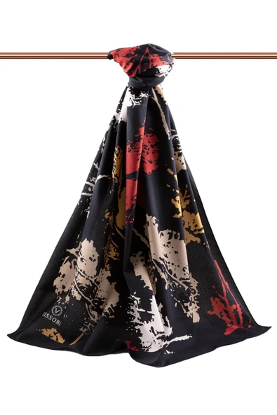 LÜKS MEDİNE İPEĞİ SONBAHAR YAPRAKLARI DESENLİ BORDO RENKLİ 75X195 KIRIŞMAZ ŞAL MOSS KREP DİKİŞ TİPİ İTALYAN DİKİŞLİ - Resim 2