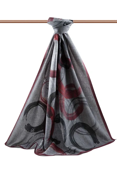 LÜKS MEDİNE GEOMETRİK DESENLİ KIRMIZI RENKLİ 75X195 KIRIŞMAZ ŞAL MOSS KREP DİKİŞ TİPİ İTALYAN DİKİŞLİ - Resim 2