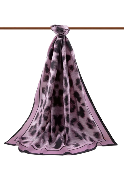 LÜKS MEDİNE İPEĞİ LEOPAR DESENLİ PUDRA RENKLİ 75X195 KIRIŞMAZ ŞAL MOSS KREP DİKİŞ TİPİ İTALYAN DİKİŞLİ - Resim 2