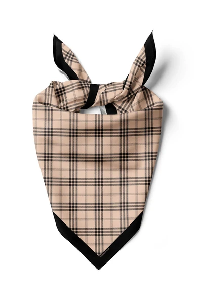 G36 Kadın Krem Kare Desenli 50x50 Bandana ürün görseli 1