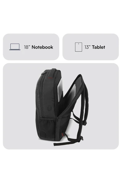 MCC-807 18'' Business X Notebook Sırt Çantası Siyah - Resim 4