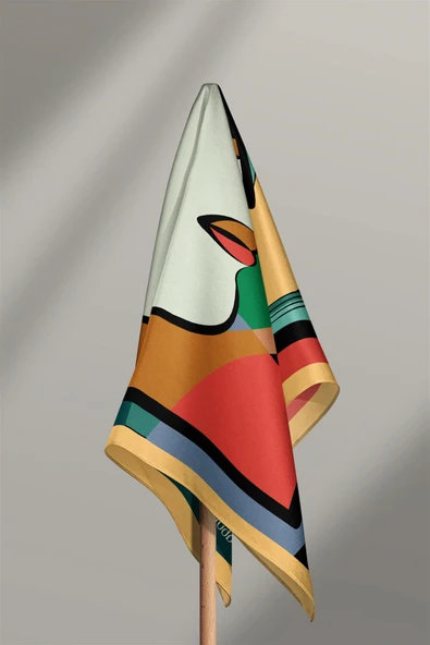 D91 Modabutik Kübizm Desenli Bandana - Resim 6
