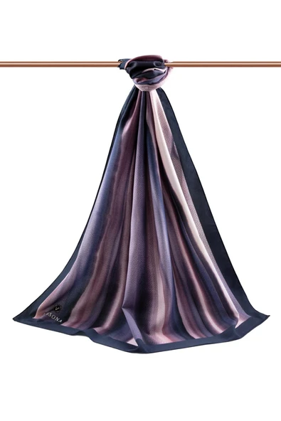 LÜKS MEDİNE İPEĞİ SULU BOYA ÇİZGİLİ DESENLİ PUDRA RENKLİ 75X195 KIRIŞMAZ ŞAL MOSS KREP DİKİŞ TİPİ İTALYAN DİKİŞLİ - Resim 2