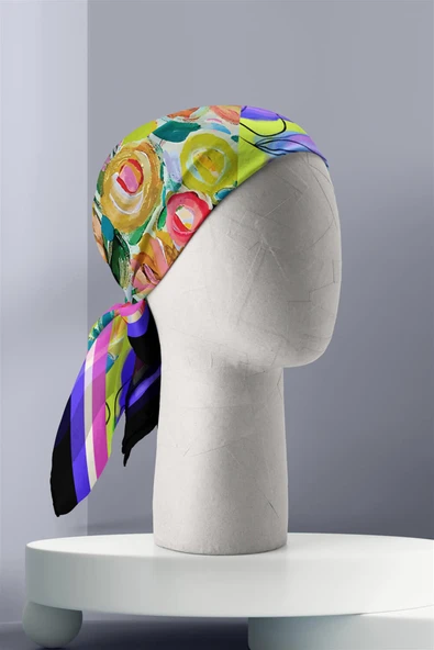 G109 OIL PAINT TASARIMLI BANDANA DG12459 - Resim 3
