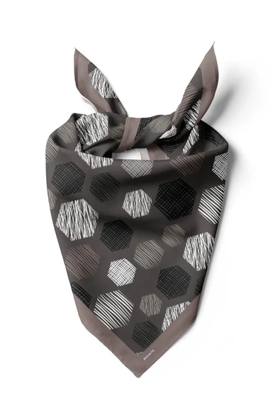 Y30 Kadın Petek Desenli Bandana 50x50 Siyah Beyaz DG0389-22 ürün görseli