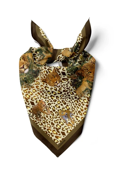 D58 Kadın Kaplan Desenli 50x50 Bandana HYL DG01288-22 ürün görseli