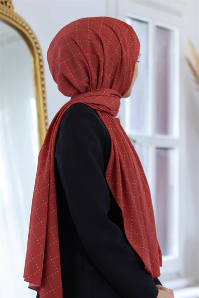 LÜKS MEDİNE İPEĞİ V DESENLİ BORDO RENKLİ 75X195 KIRIŞMAZ ŞAL MOSS KREP DİKİŞ TİPİ İTALYAN DİKİŞLİ ürün görseli