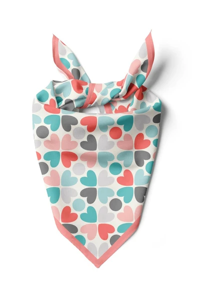 Kadın Pembe  Mavi Kalp Desenli 50x50 Bandana HYL DG0546-22 ürün görseli