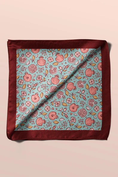Kadın Açık Mavi Küçük Nar Desenli 50x50 Bandana DG0736 - Resim 5