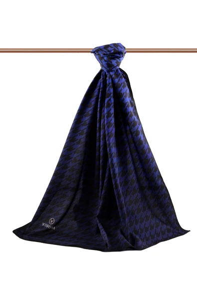 LÜKS MEDİNE İPEĞİ KAZAYAĞI DESENLİ SAKS RENKLİ 75X195 KIRIŞMAZ ŞAL MOSS KREP DİKİŞ TİPİ İTALYAN DİKİŞLİ ürün görseli 1