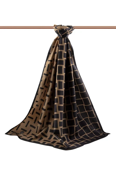 LÜKS MEDİNE İPEĞİ KARELİ DESENLİ BEJ RENKLİ 75X195 KIRIŞMAZ ŞAL MOSS KREP DİKİŞ TİPİ İTALYAN DİKİŞLİ - Resim 2