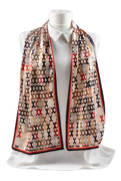 I6 Geometrik Desenli Fular 30x140 - Resim 5