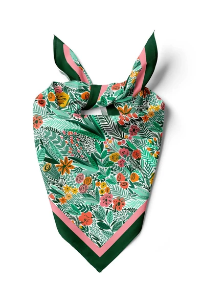 A44 Kadın Yeşil Greenery Desenli 50x50 Bandana HYL DG0720-22 ürün görseli