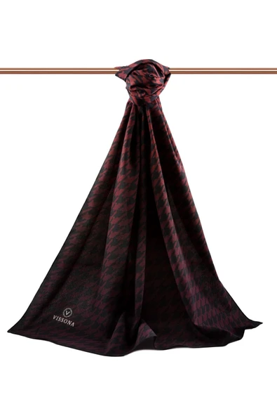 LÜKS MEDİNE İPEĞİ KAZAYAĞI DESENLİ BORDO RENKLİ 75X195 KIRIŞMAZ ŞAL MOSS KREP DİKİŞ TİPİ İTALYAN DİKİŞLİ ürün görseli
