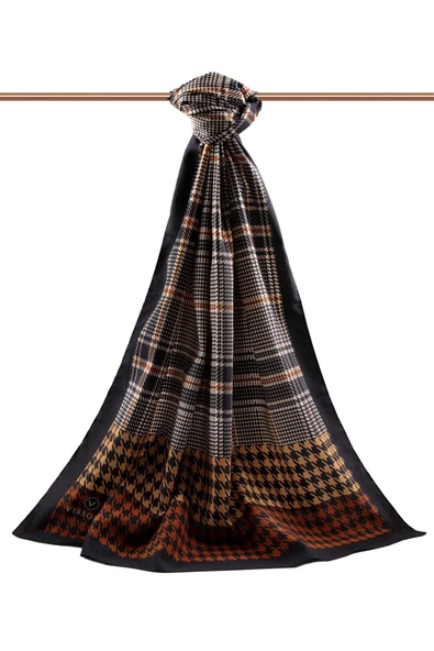 LÜKS MEDİNE İPEĞİ EKOSELİ KAZAYAK DESENLİ TABA RENKLİ 75X195 KIRIŞMAZ ŞAL MOSS KREP DİKİŞ TİPİ İTALYAN DİKİŞLİ - Resim 2