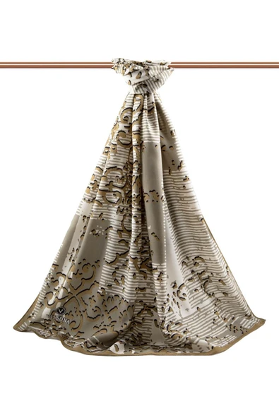 LÜKS MEDİNE İPEĞİ ESKİTME DESENLİ HARDAL RENKLİ 75X195 KIRIŞMAZ ŞAL MOSS KREP DİKİŞ TİPİ İTALYAN DİKİŞLİ - Resim 2