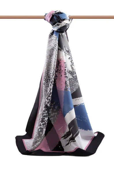 LÜKS MEDİNE İPEĞİ LEOPAR DESENLİ GRİ - PUDRA RENKLİ 75X195 KIRIŞMAZ ŞAL MOSS KREP DİKİŞ TİPİ İTALYAN DİKİŞLİ - Resim 2