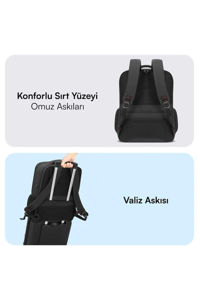 MCC-807 18'' Business X Notebook Sırt Çantası Siyah - Resim 7