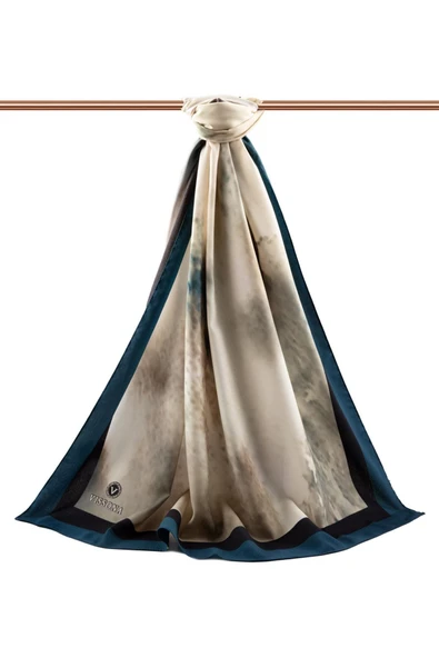 LÜKS MEDİNE BATİK DESENLİ PETROL YEŞİLİ RENKLİ 75X195 KIRIŞMAZ ŞAL MOSS KREP DİKİŞ TİPİ İTALYAN DİKİŞLİ - Resim 2