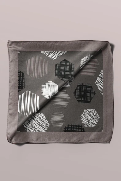 Y30 Kadın Petek Desenli Bandana 50x50 Siyah Beyaz DG0389-22 - Resim 6