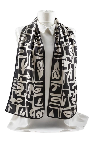 Geometrik Desenli Fular 30x140 - Resim 4