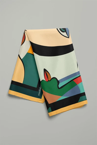 D91 Modabutik Kübizm Desenli Bandana - Resim 4