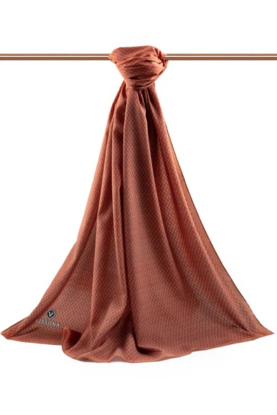 LÜKS MEDİNE İPEĞİ HASIR DESENLİ BAKIR RENKLİ 75X195 KIRIŞMAZ ŞAL MOSS KREP DİKİŞ TİPİ İTALYAN DİKİŞLİ - Resim 2