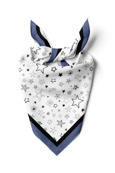 E9 Kadın Yıldız Desenli 50x50 Bandana HYL DG01117-22 ürün görseli 1