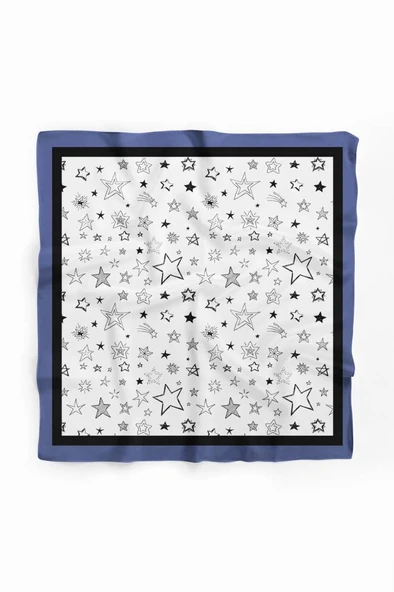 E9 Kadın Yıldız Desenli 50x50 Bandana HYL DG01117-22 - Resim 2